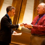 Dana Scott awarding Marcin Sabok in the Logical Foundations of Mathematics category